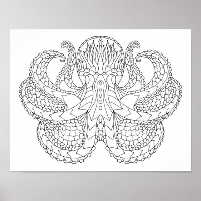 Poster Pieuvre à motifs ethniques 2 (Devant)