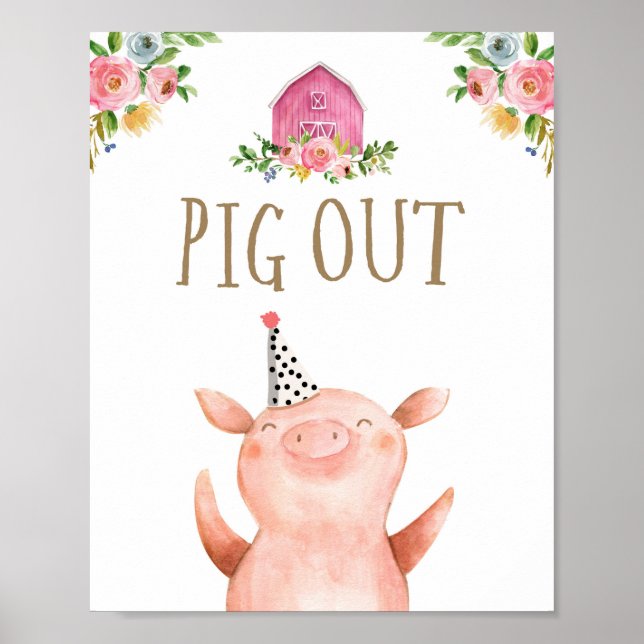Poster Pig Out Animaux de ferme Barnyard Girl Anniversair (Devant)