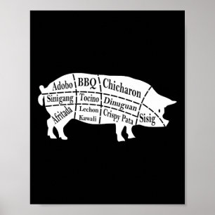 Poster Pig Parts Filipino Food Bbq Pinoy Adobo Funny Porc