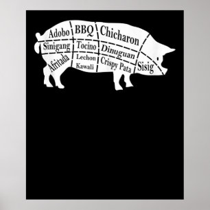 Poster Pig Parts Food BBQ Pinoy Adobo Lovers Gift