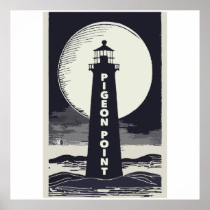 Poster Pigeon Point Lighthouse California Moon
