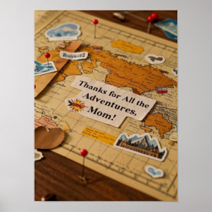 Poster Piges et points de repère de la carte mondiale