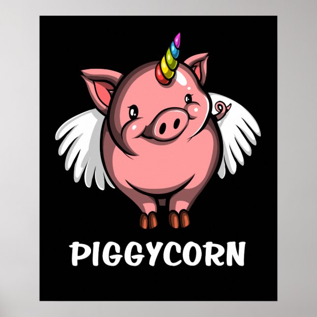 Poster Piggycorn Cochon Unicorn Magique Animal de ferme (Devant)