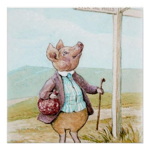 Poster Pigling Bland sur le marché par Beatrix Potter