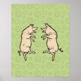 Poster Pigs Danser Antique Piggy Dance Jig