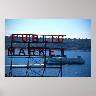 Poster Pike Place Market & Seattle Waterfront