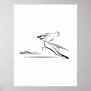 Poster Pilates - cheval inverse sur le réformateur