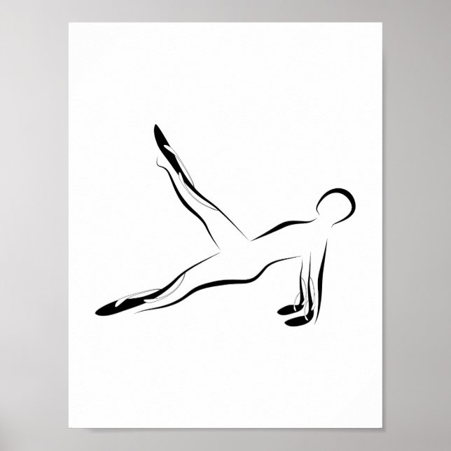 Poster Pilates de traction à la jambe Pose Pilates Abstra (Devant)