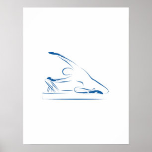 Poster Pilates - sirène sur le bleu réformateur