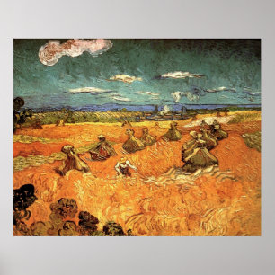 Poster Pile de blé avec faucheuse par Vincent van Gogh