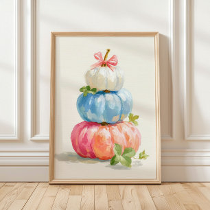Poster Pile de citrouilles pastel fantaisistes d'automne