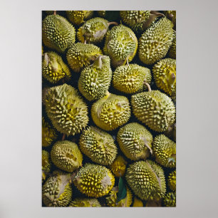 Poster Pile de durian frais gros avec des textures unique