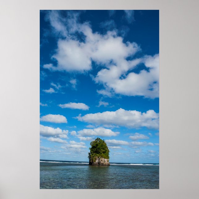 Poster Pile De Mer Entourée D'Océan (Devant)