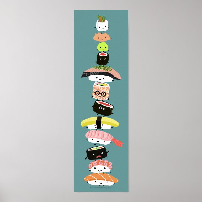 Poster Pile de sushi mignonne - Tour des amis de sushi Ka (Devant)