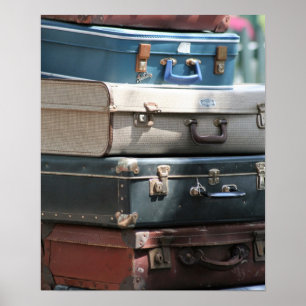 Poster Pile de valises Vintages
