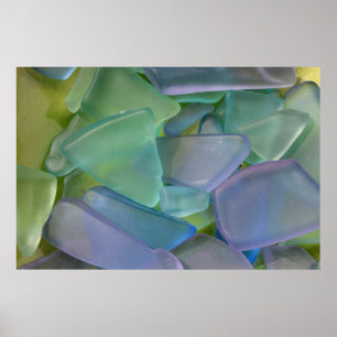 Poster Pile de verre de plage bleu, Alaska