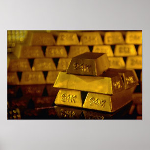 Poster Piles de barres d'or
