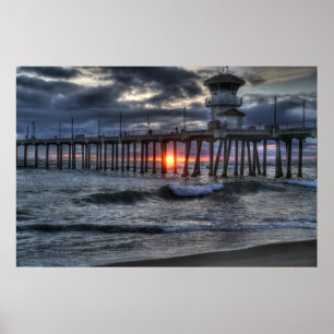 Poster Pilier de Huntington Beach de tempête de Spingtim