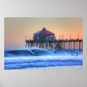 Poster Pilier de Huntington Beach de vents de reflux