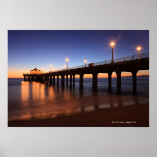 Poster Pilier de Manhattan Beach au coucher du soleil, la