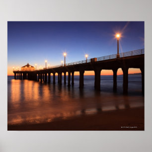 Poster Pilier de Manhattan Beach au coucher du soleil, la