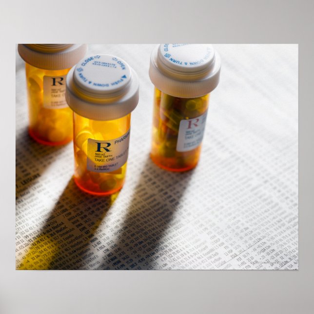 Poster Pill bouteilles sur la page stock (Devant)