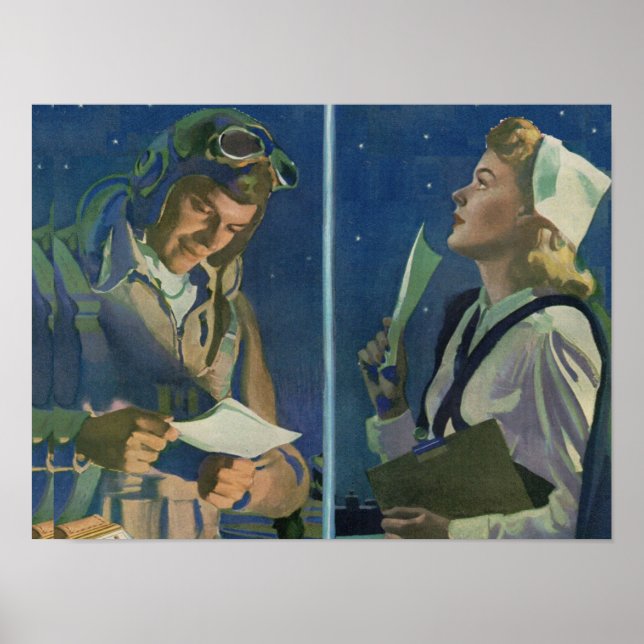 Poster Pilote 2ème guerre mondiale et infirmière romance  (Devant)