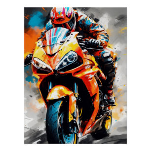 Poster Pilote de moto haute vitesse - Bold, dynamique, Vi