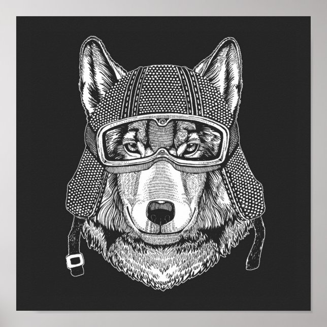 Poster Pilote de motocyclette Wolf Dog (Devant)