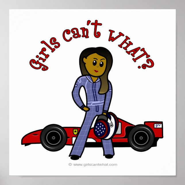 Poster Pilote de voiture de course pour femme noire (Devant)