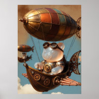 Pilote d'ours gummy Steampunk dans un dirigeable d