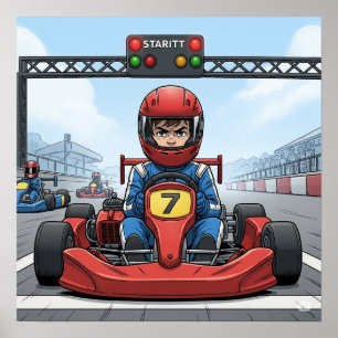 Poster Pilote Go-Kart déterminé