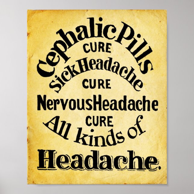Poster Pilules céphaliques pour mal de tête Imprimer 1861 (Devant)