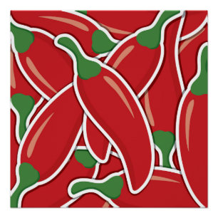 Poster Piments de piment rouge funky