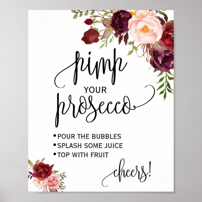 Poster Pimez votre panneau de douche fleurie de Prosecco  (Devant)
