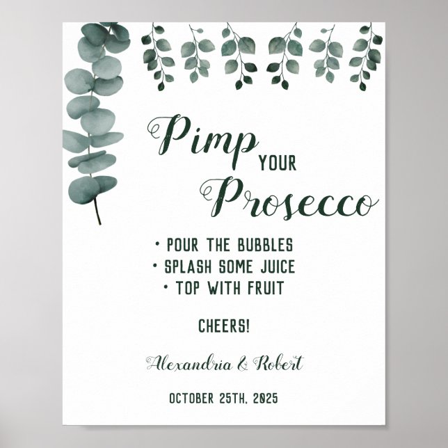 Poster Pimp votre mariage de Prosecco avec la verdure Euc (Devant)