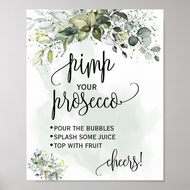 Poster Pimp your prosecco eucalyptus succulent vert panne (Devant)