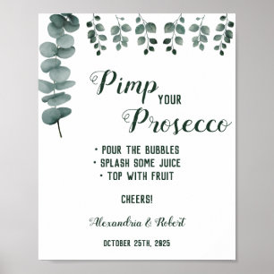 Poster Pimp your Prosecco Green Eucalyptus Mariage