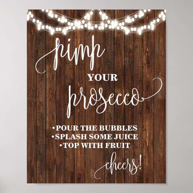 Poster Pimp your Prosecco Western Bridal Shower Mariage (Devant)