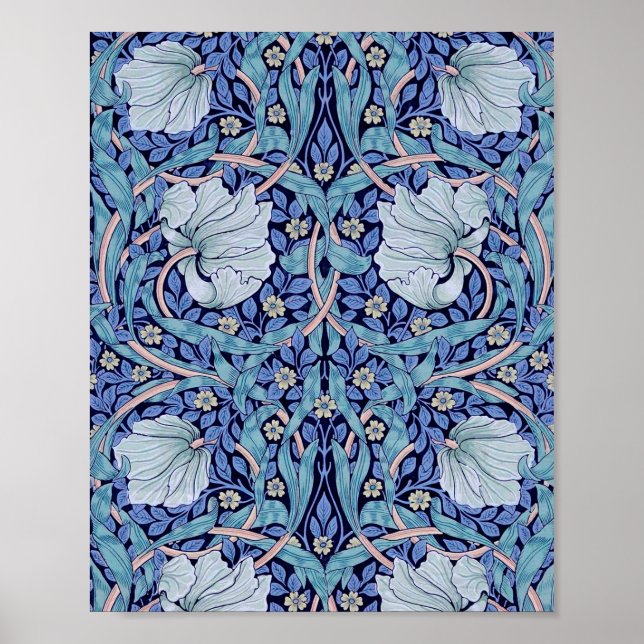 Poster Pimpernel Blue, William Morris (Devant)