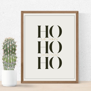 Poster Pin foncé minimaliste Vert "HO HO HO HO" Mur graph