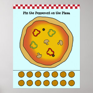 Poster Pin the Pepperoni sur le jeu de pizza