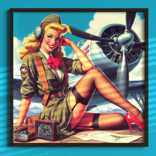Poster Pin-up de l'avion vintage