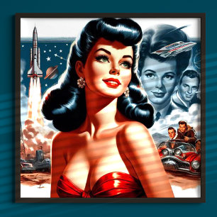 Poster Pin-up de science-fiction vintage