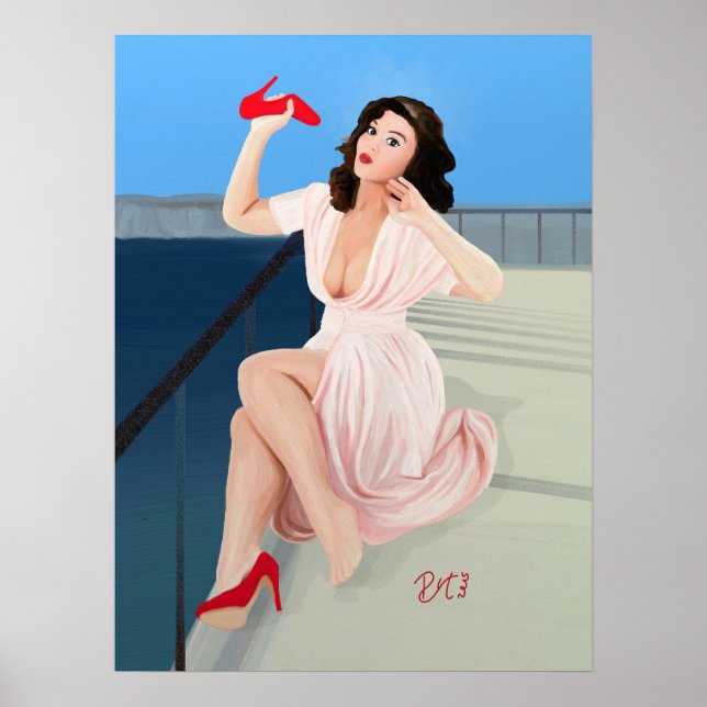 Poster Pin-up Girl, Ouch, ça fait mal ! (affiche) (Devant)