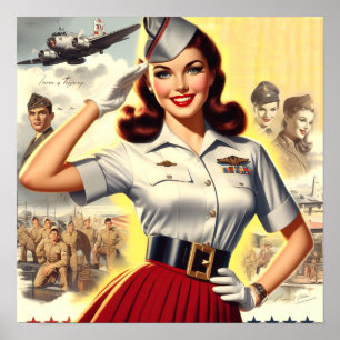 Poster Pin-up militaire rétro