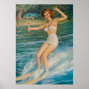 Poster Pin-up Ski Femmes Art