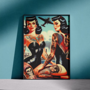 Poster Pin-up tatoué Old School