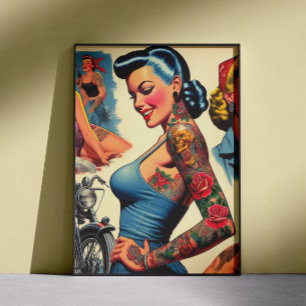 Poster Pin-up Tatoué Vintage