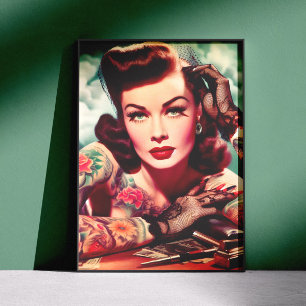 Poster Pin-up Tatouée Rétro